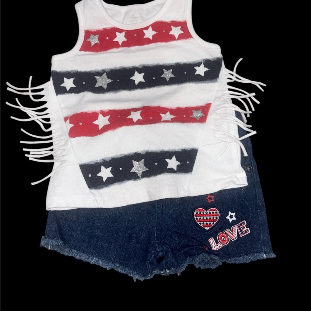 Kids Starry Striped Tank Top and Shorts Set